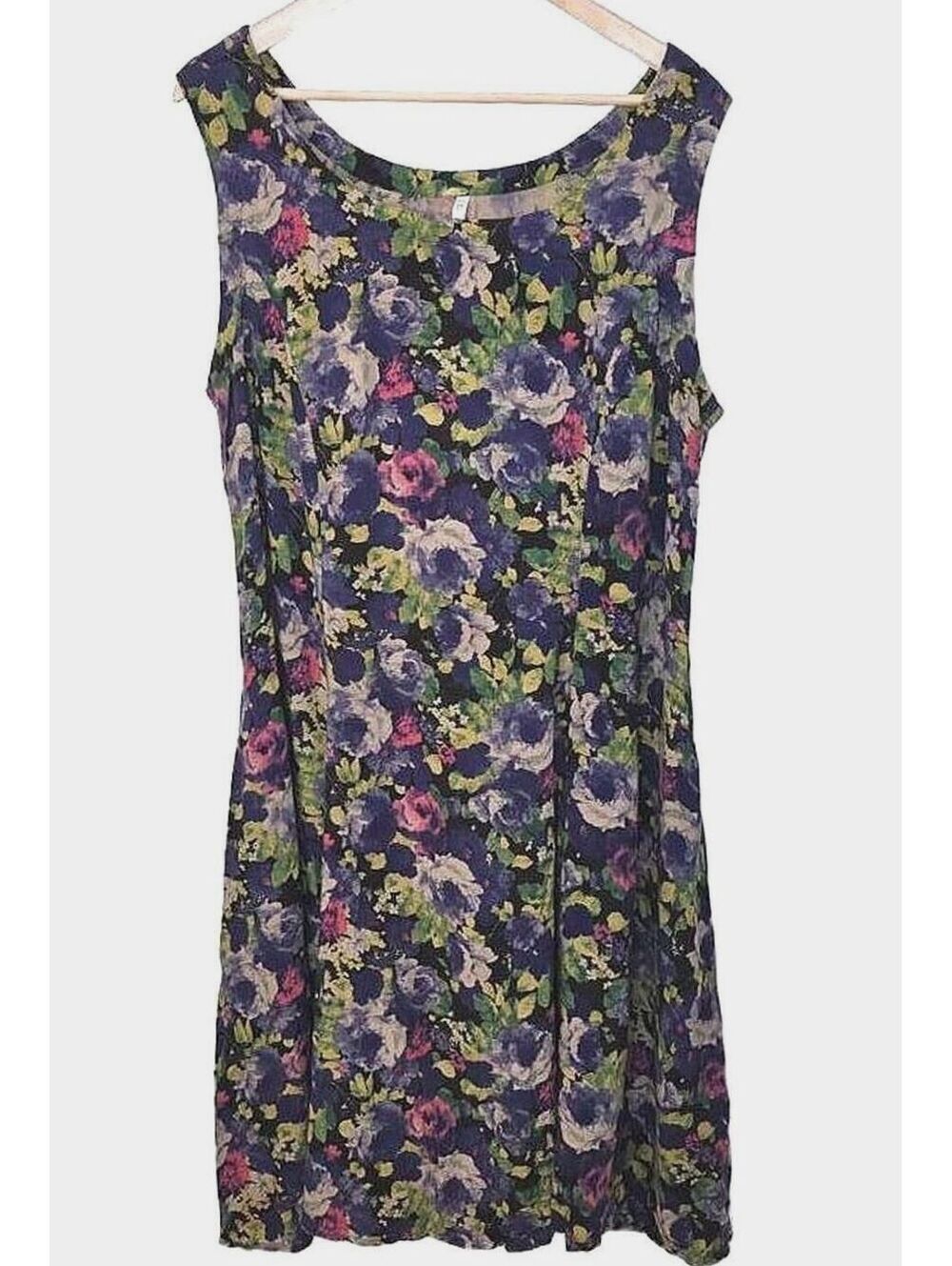 Blue Sky Romantic Coastal Summer Floral Dress With Side Pockets And Back Ties XL